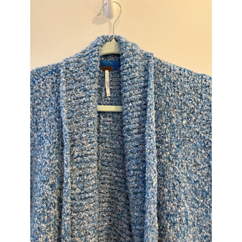 Free People Size Small BFF Cardigan Boho Wrap Boucle Blue - Picture 5 of 7